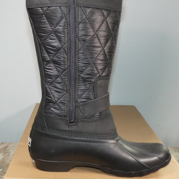 Sperry Calf High Boot Winter Leather and Quilted Nylon 9 Black - Picture 9 of 9